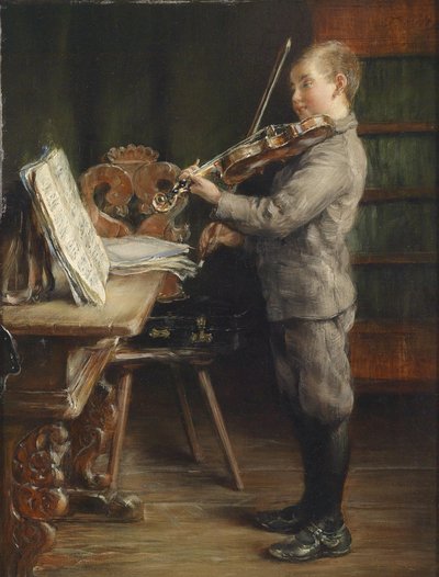 Boy Playing Violin by Otto Piltz